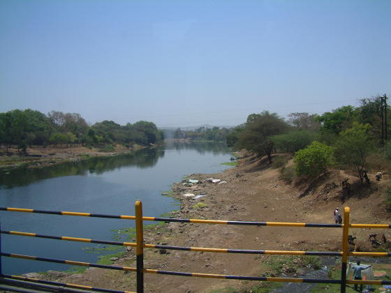 A river with wide dry banks